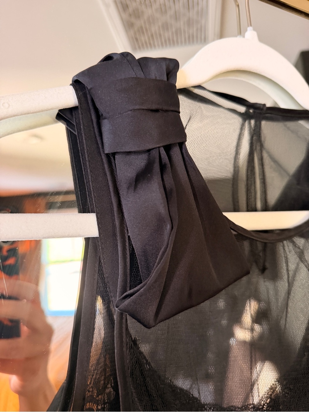 Rodarte Black Tulle & Lace Slip Dress with Bow Straps - Picture 3 of 9